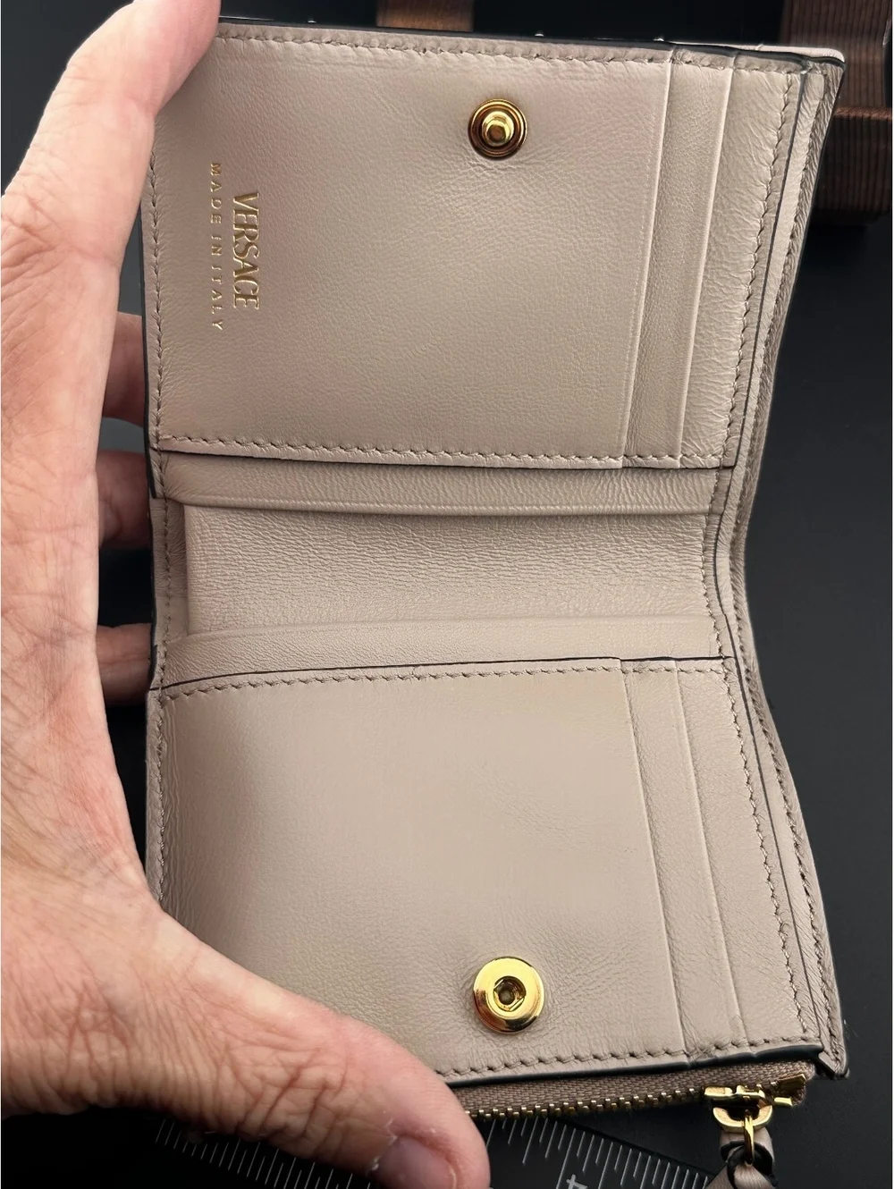 Versace Quilted Leather Wallet with Gold Medusa Button